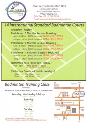 Ara Courts Badminton Hall, Badminton coach in Petaling Jaya