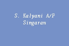 S Kalyani A P Singaram Advocate And Solicitor In Klang